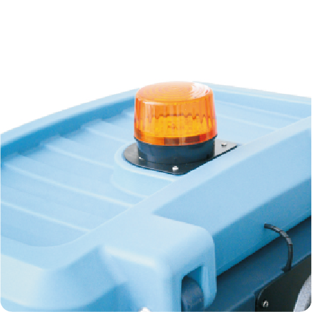 E100 Ride on floor scrubber Large storage collection box