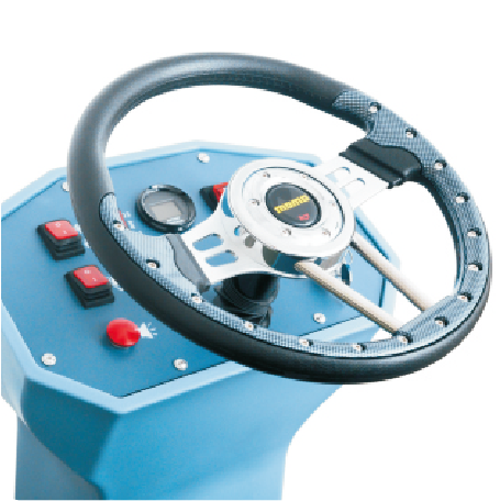 E100 Ride on floor scrubber Racing steering wheel